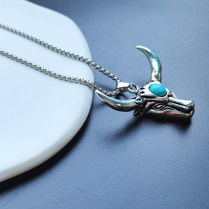 Colliers Tophus vintage en alliage avec pendentif tête de taureau pour hommes