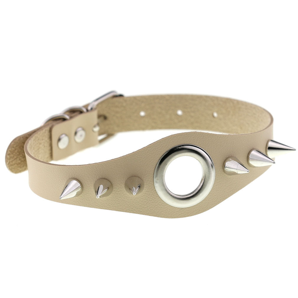 Punk Goth Leather Rivet Pointed Nail Personality Necklaces