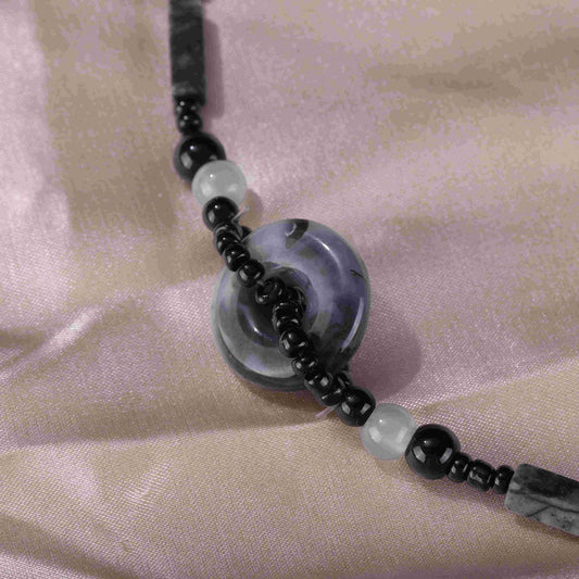 Colliers de chaîne de clavicule de perles vintage en pierre verte de style