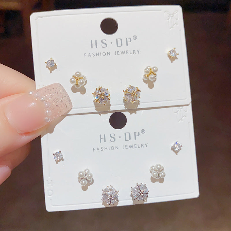 Boucles d'oreilles hautes en forme d'aiguille en argent, combinaison de perles en Zircon