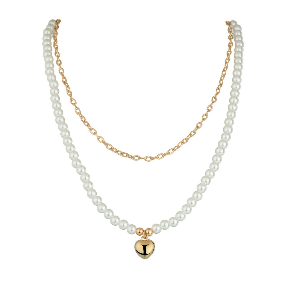 Pendentif d'amour pour femmes, perle double couche pour colliers