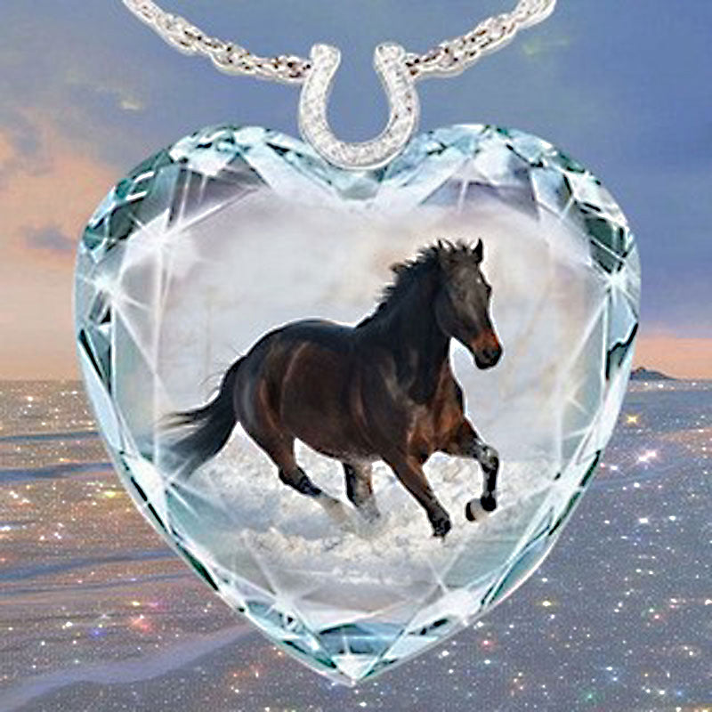 Série de pendentifs coeur de pêche en cristal, colliers simples