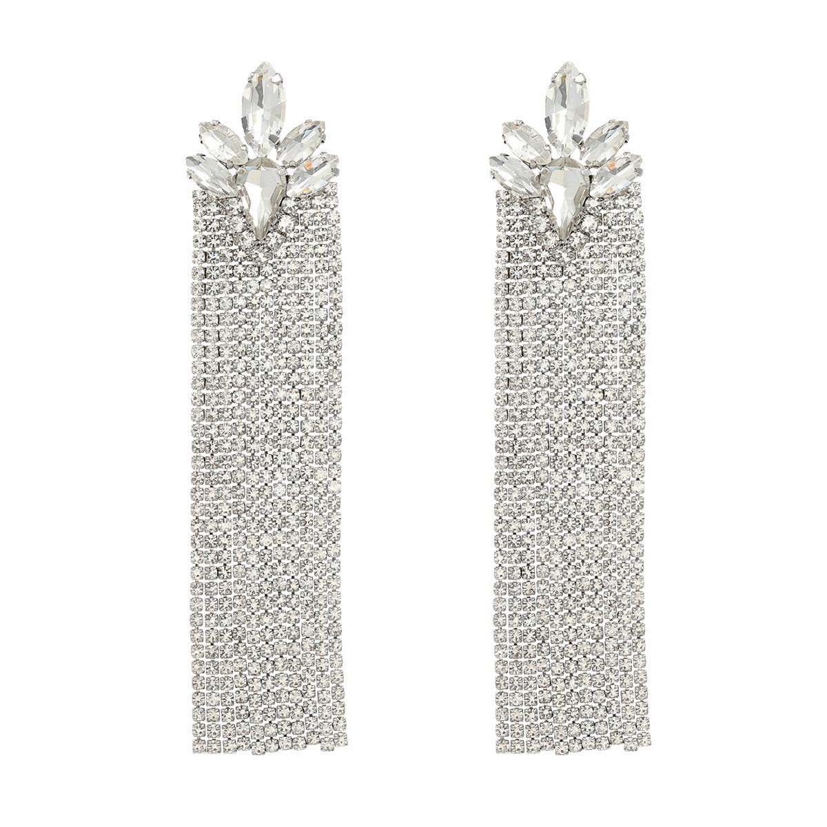 Women's Trendy Colorful Crystals Long Fringe Full Earrings