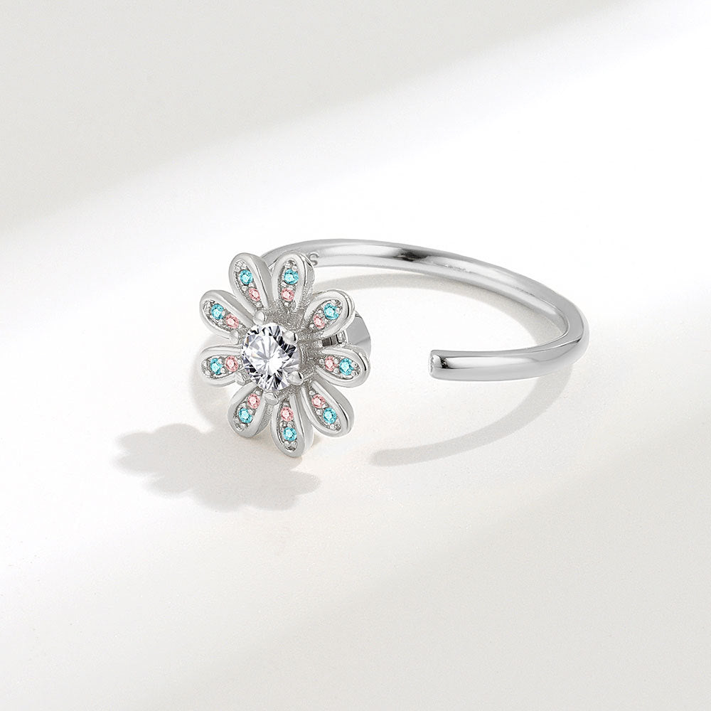 Rotatable Daisy Flower Wind Opening Adjustable Rings