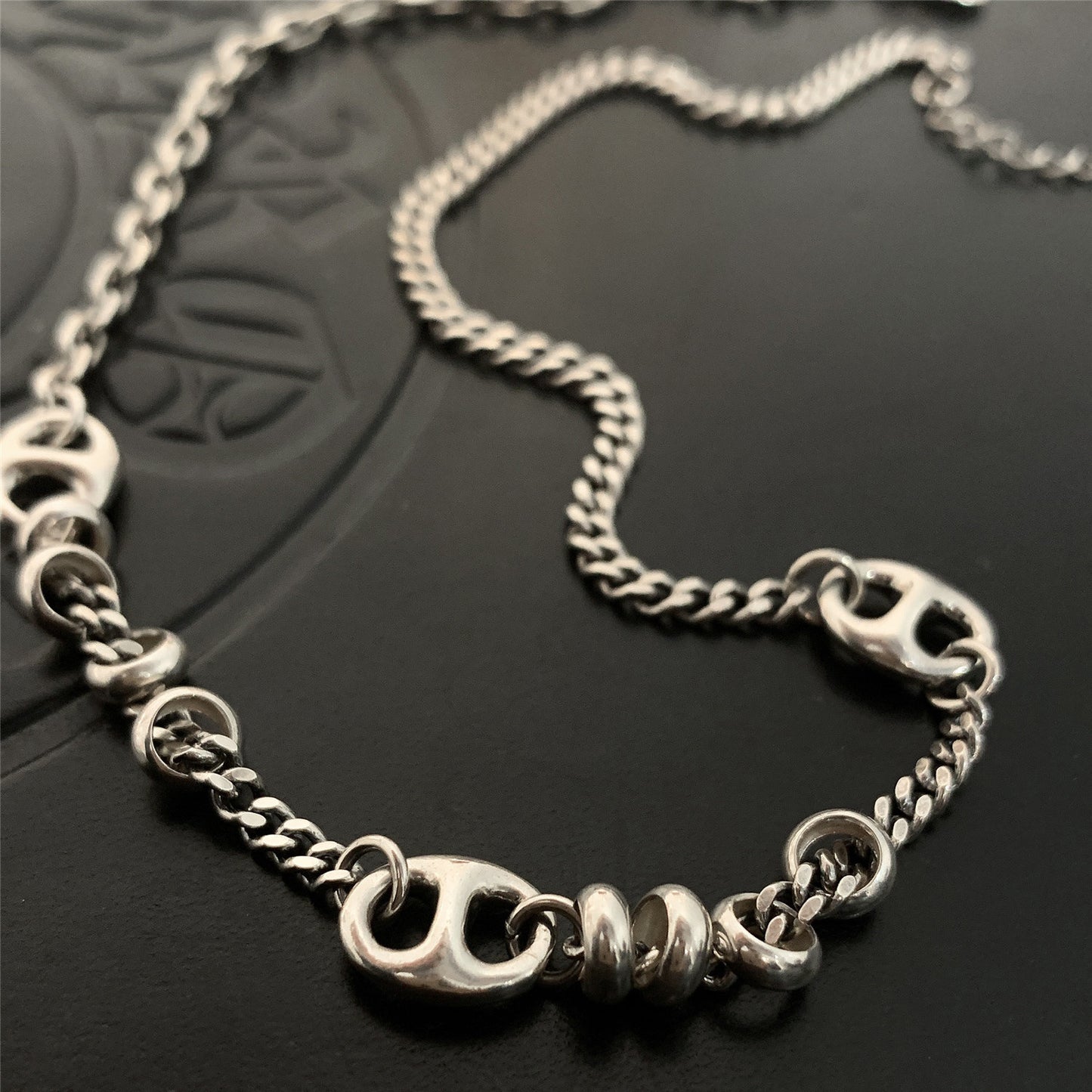 Colliers vintage en argent sterling avec coutures en forme de nez de cochon pour femme
