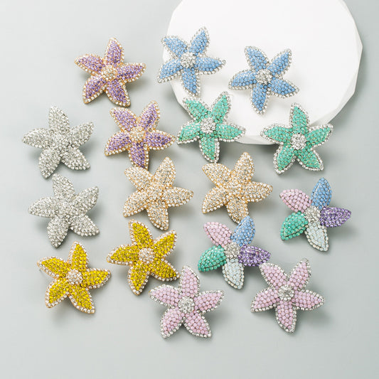 Women's Trend Creative Starfish Alloy Plating With Colored Rings