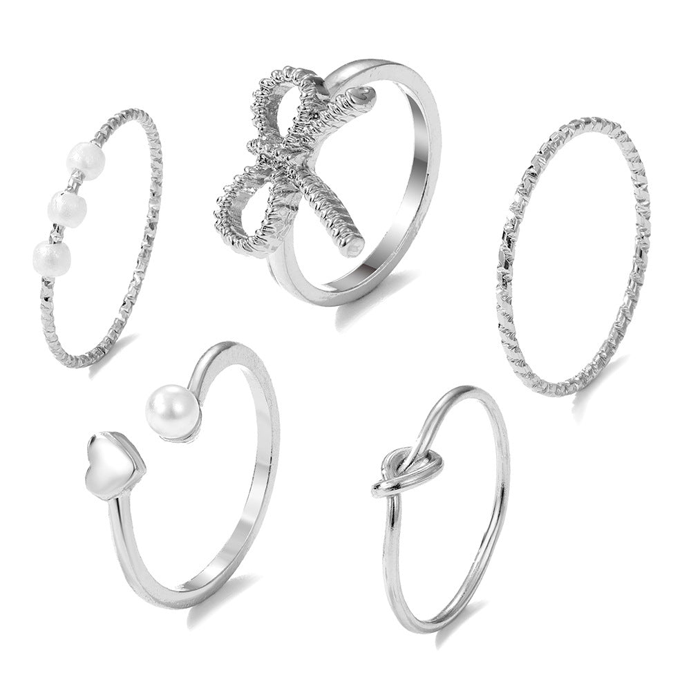 Twist Butterfly Set Of Knuckle Alloy Simple Rings