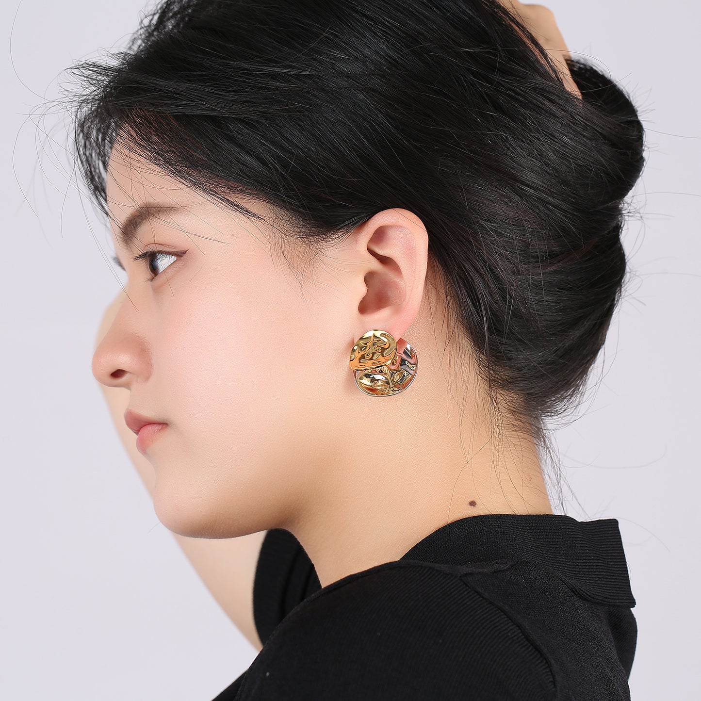 Metal Female Temperamental Cold Style Sier Needle Earrings