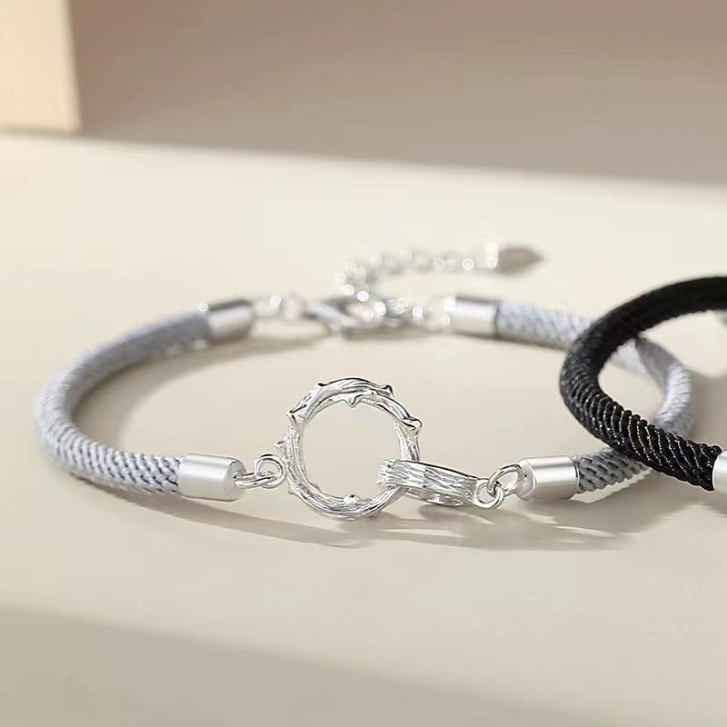 Women's & Men's Thorn Couple Design Double Woven Hand Strap Girlfriends Birthday Bracelet