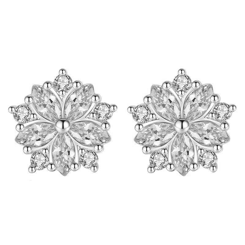 Copper Material Romantic Flower Zircon Light Rings