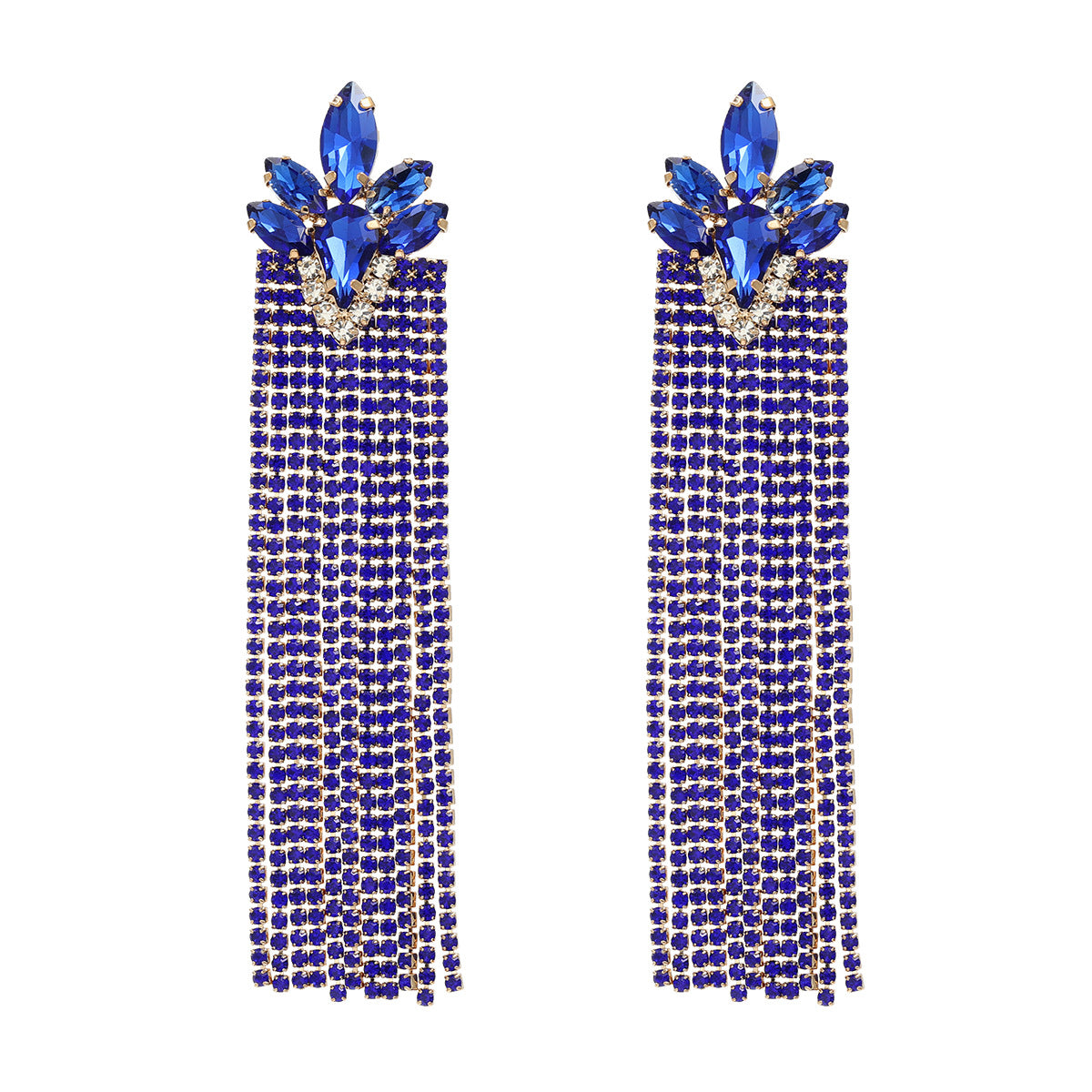 Women's Trendy Colorful Crystals Long Fringe Full Earrings