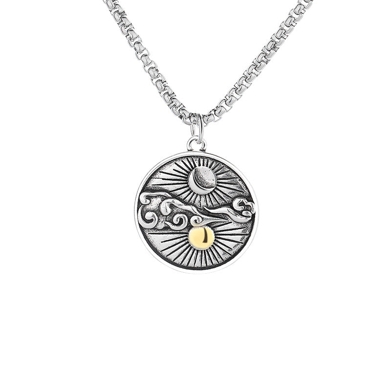 Men's Trendy Unique Ornament Vintage Fashion Imitation Thai Sier Sun Necklaces