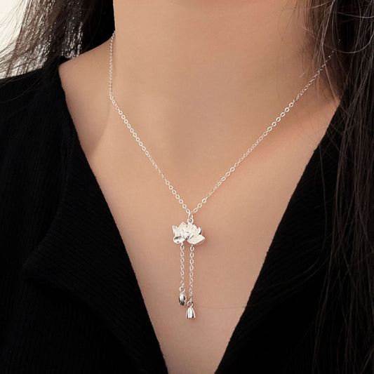Women's Sterling National Style Design Lotus High-grade Necklaces