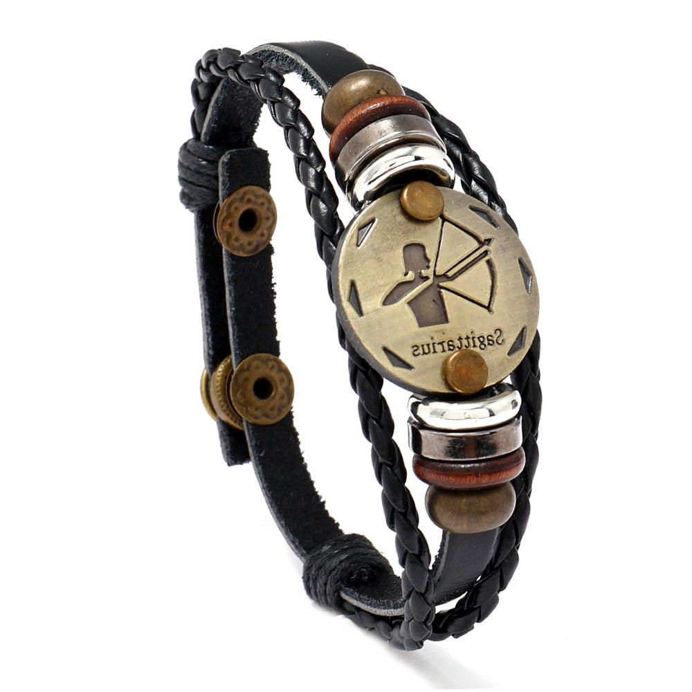 Constellation Cattle Leather Birthday Gift Adjustable Size Bracelets