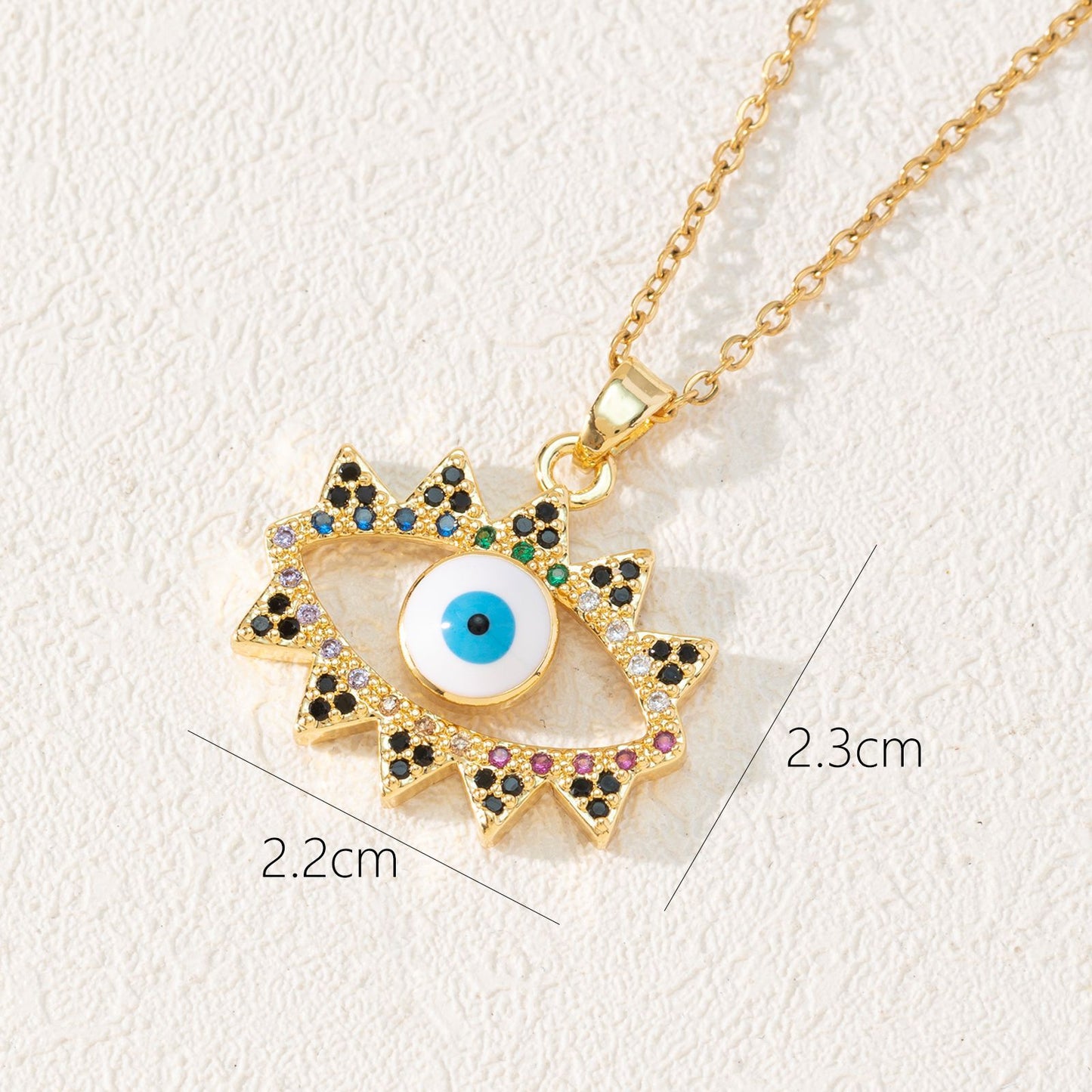 Style Fashion Dripping Zircon Eye Pendant Necklaces