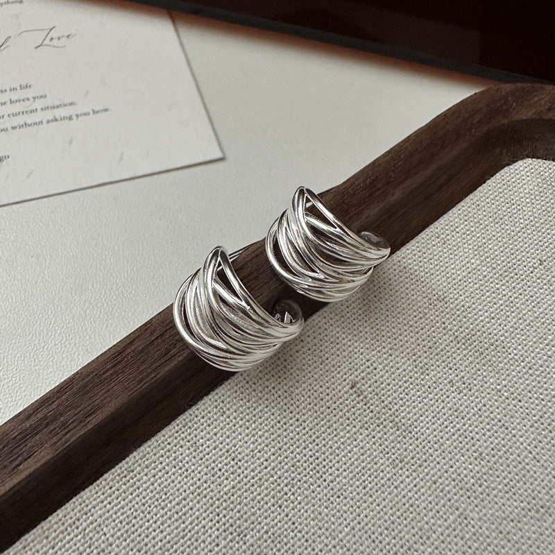 Sterling Sier Architectural Design Style Simple Earrings