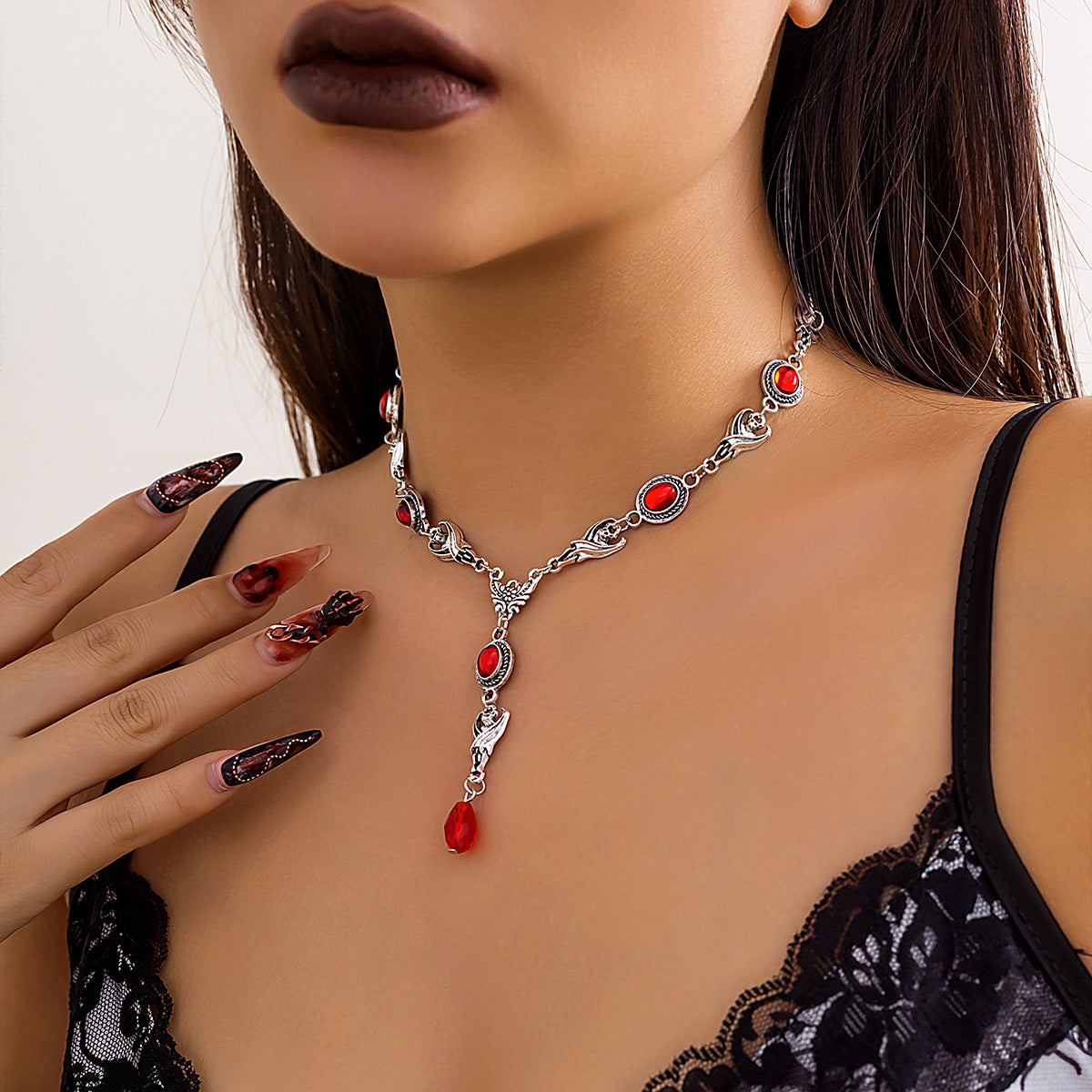 Ornament Halloween Personalized Devil Gem Gothic Necklaces