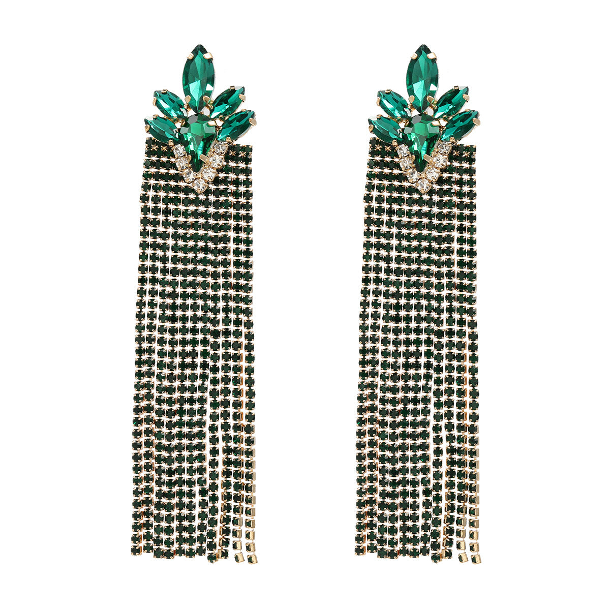 Women's Trendy Colorful Crystals Long Fringe Full Earrings