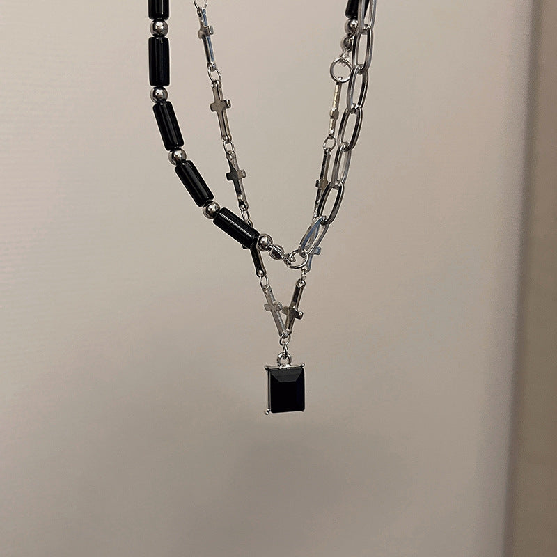 Twin Cross Dark Female Summer Design Sense Niche Pendant Necklaces