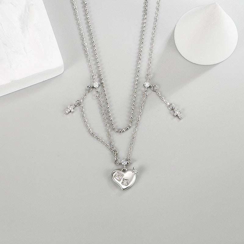 Women's High-grade Love Exquisite Fashionable Temperamental Double Necklaces