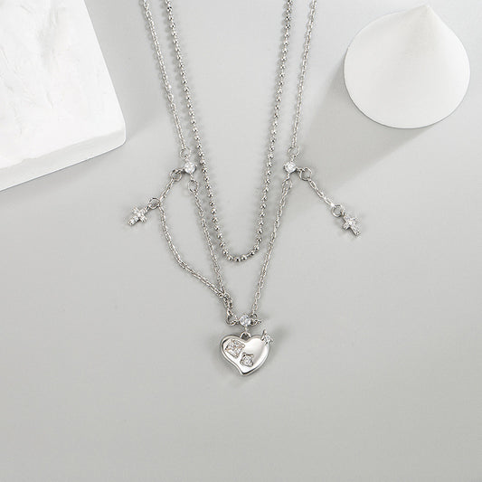 Women's High-grade Love Exquisite Fashionable Temperamental Double Necklaces