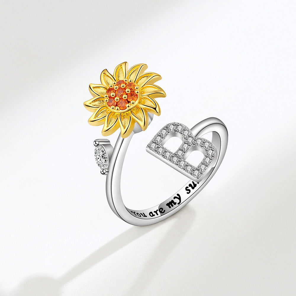 Sunflower Spinning Adjustable Letter Rotating Decompression Rings
