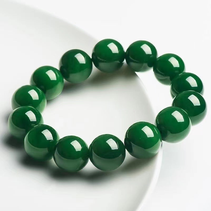 Jade Green Color Spinach Beryl Round Beads Bracelets