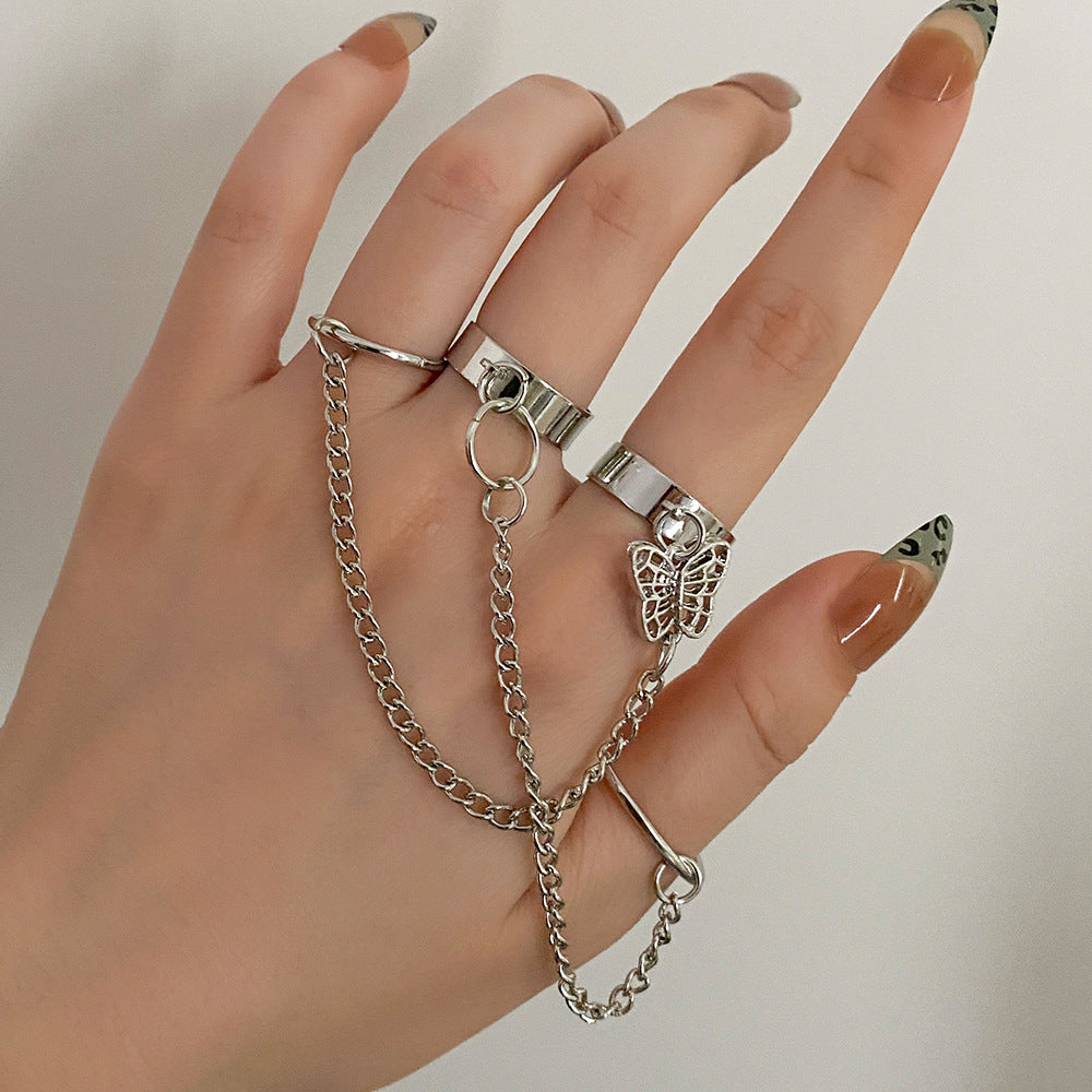 Offene Ringe im Punk-Stil mit Disco-Kette für Damen und Herren