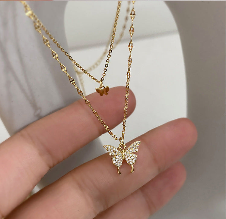Women's Butterfly Pendant Design Style Clavicle Chain Necklaces