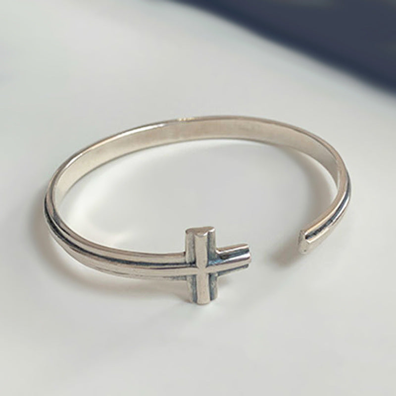 Style Combination Disco Fashion Sier Plated Vintage Cross Bracelets