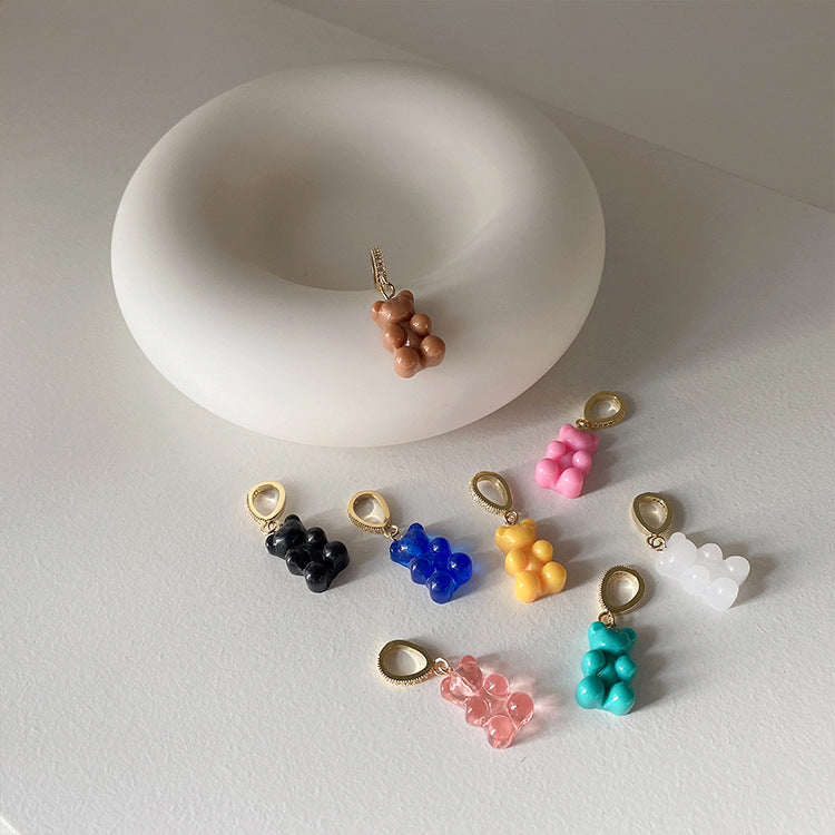 Colliers féminins avec pendentif Smiley en métal ours transparent