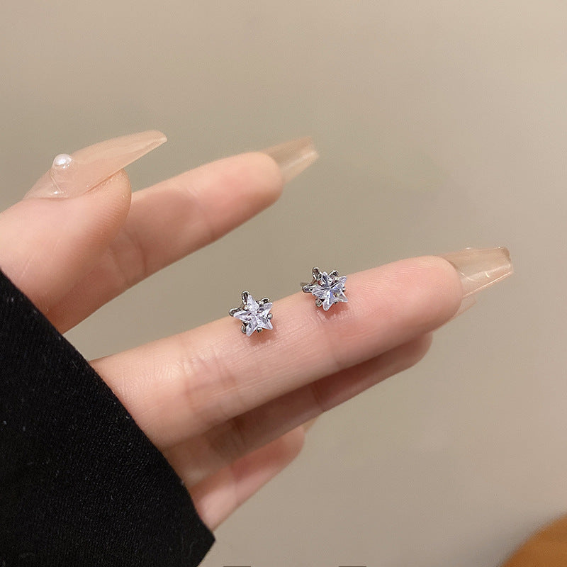 Pentagram Zircon Female Light Luxury Minority High-grade Earrings