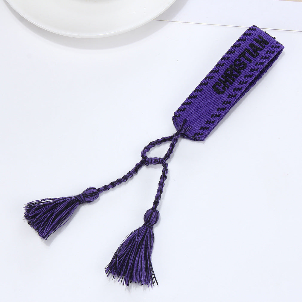 Women's To Joy Lucy Letter Embroidered Fashion Tassel Wristband Bracelets