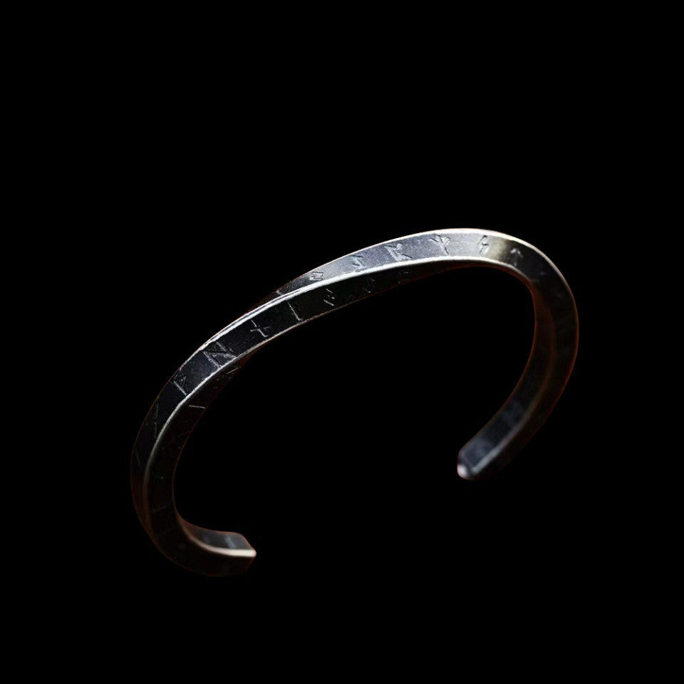 Fashion Creative Titanium Steel Twisted Lettering Four-sided Viking Text Bracelets