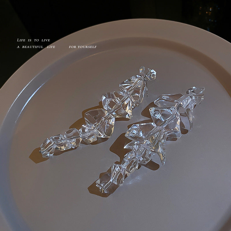 Künstliche Acryl-Eiswürfel, lange, hohe Retro-Ohrringe