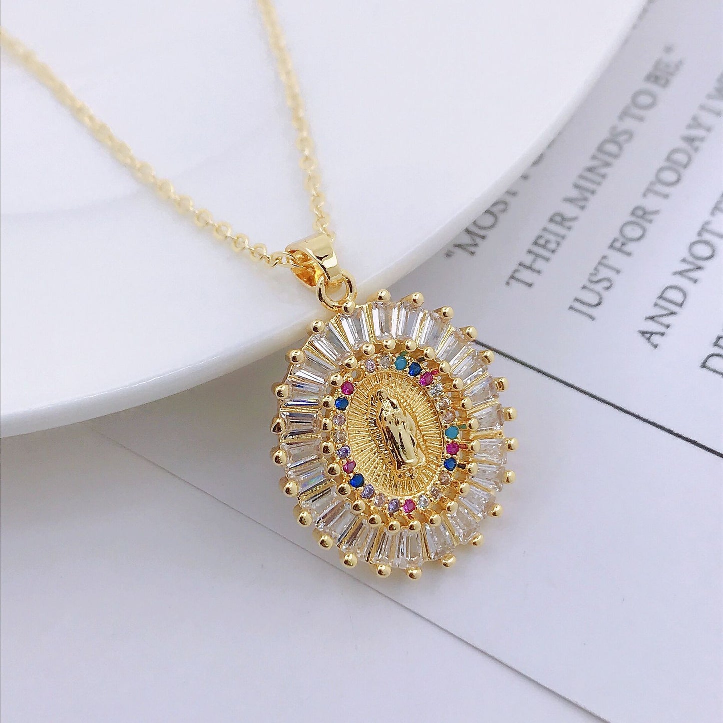 Mary Geometric Color Ladder Square Micro Necklaces