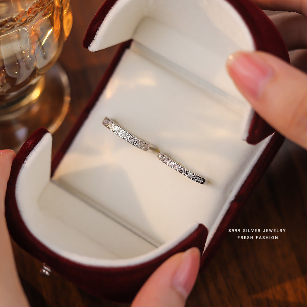 Women's & Men's & Pure Sier Texture Couple Star Rings