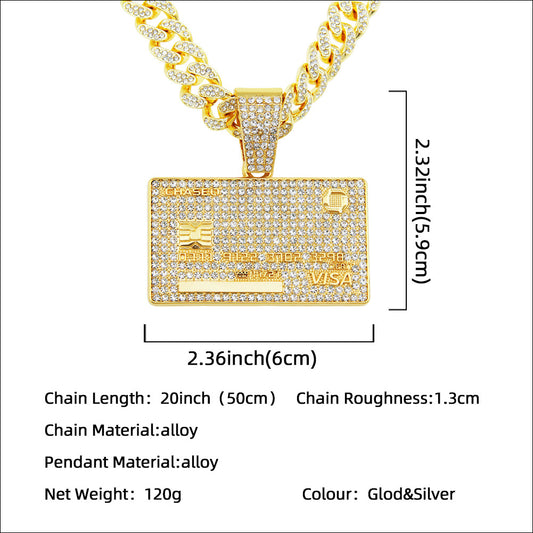 Men's Diamond Domineering Tag Pendant For Trendy Necklaces