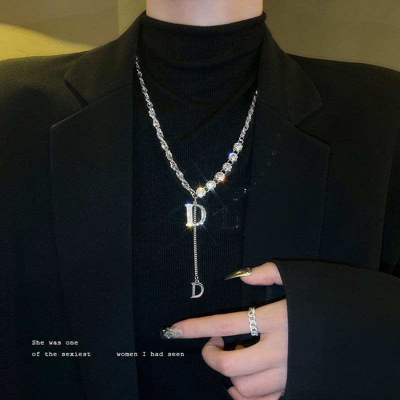 Women's Fading Zircon Letter Decorative Light Luxury Cold Style High-grade Necklaces