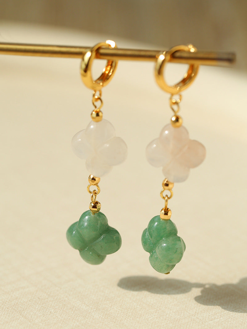 Women's Color Floret Pearl Pull High-grade Natural Stone Jewelry Set