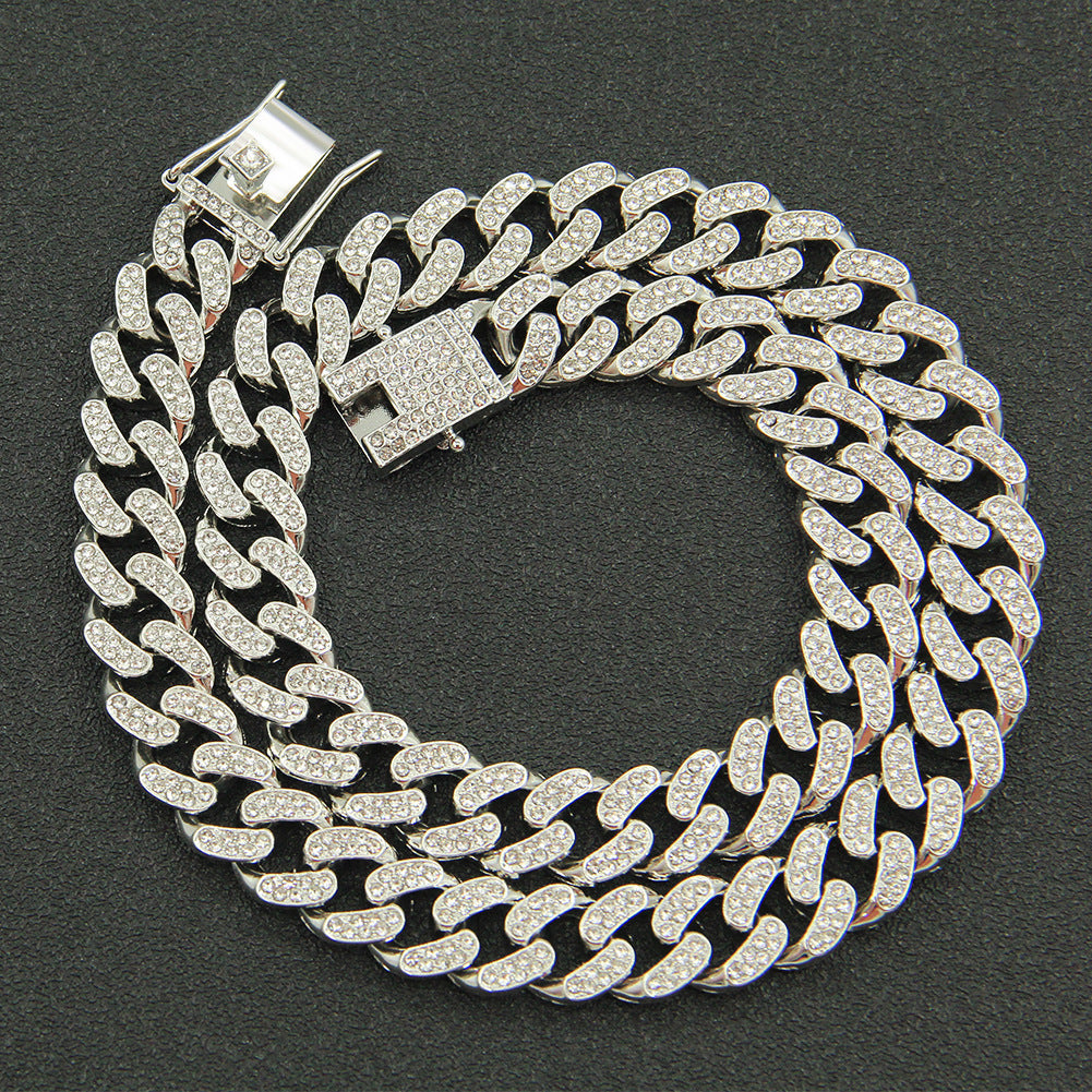 Colliers à chaîne à barre de Miami antique plat en diamant pour hommes