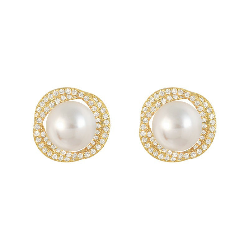 Women's Spiral Pearl High-grade Elegant Trendy Sterling Earrings