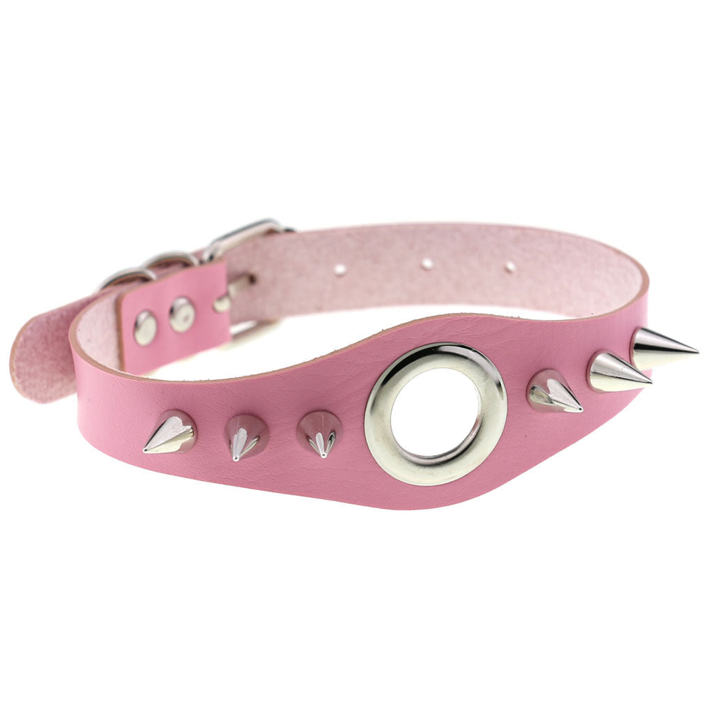 Punk Goth Leather Rivet Pointed Nail Personality Necklaces