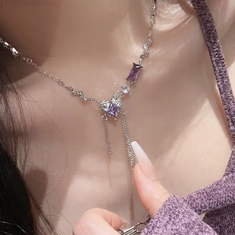 Crystal Tassel Clavicle Chain Niche Sweet Cool Design Zircon Necklaces