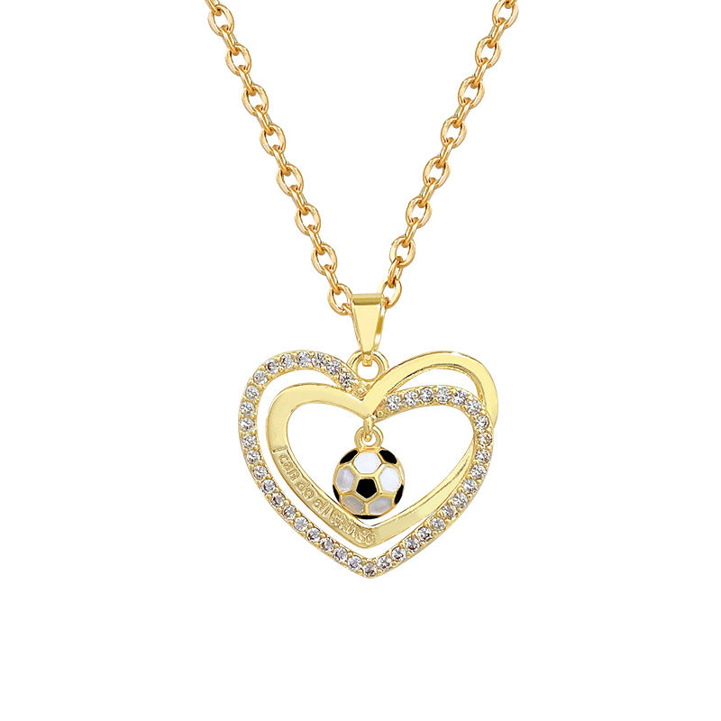 Women's Steel Love Oil Dripping Football Affordable Luxury Style Elegant Gorgeous Necklaces