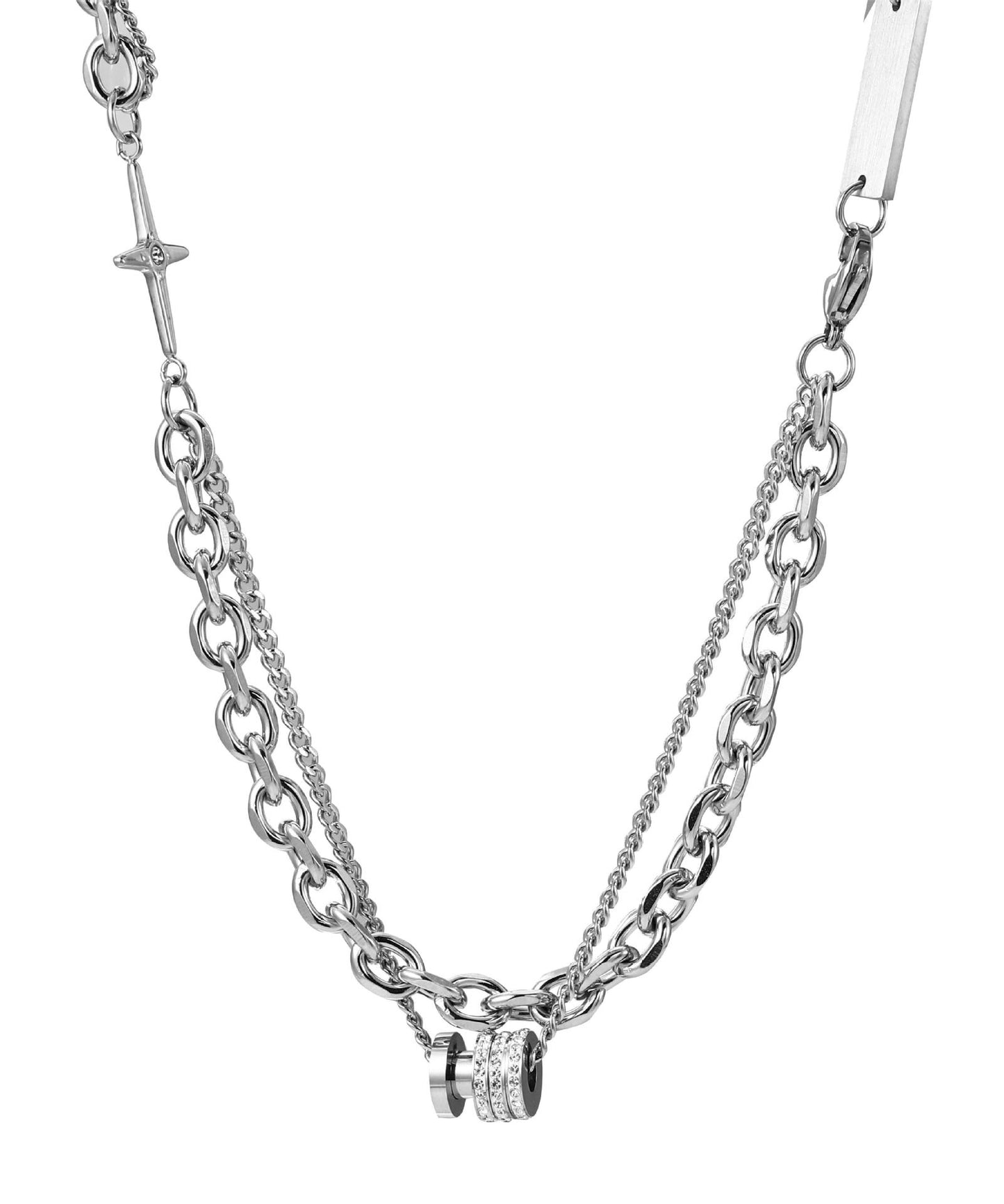 Women's & Men's High-grade Cool Titanium Steel Trendy Twin Necklaces