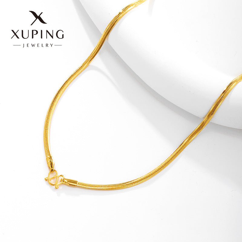 Gold Plated Snake Bones Chain Simple Choker Necklaces