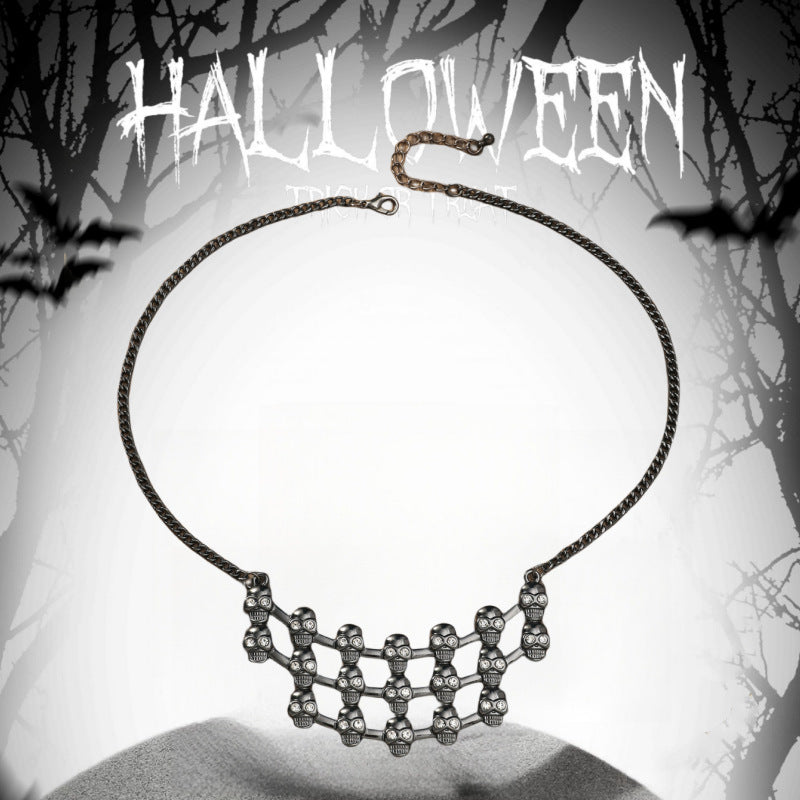 Women's & Men's Halloween Dark Trendy Personality Exaggerated Skull Chain Necklaces