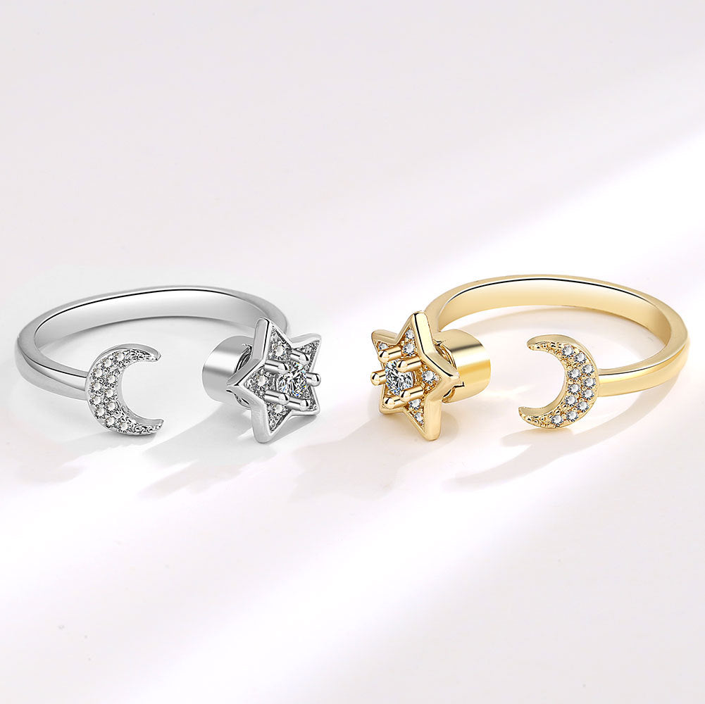 Fashion Star Moon Ethnic Style Rotating Index Finger Rings