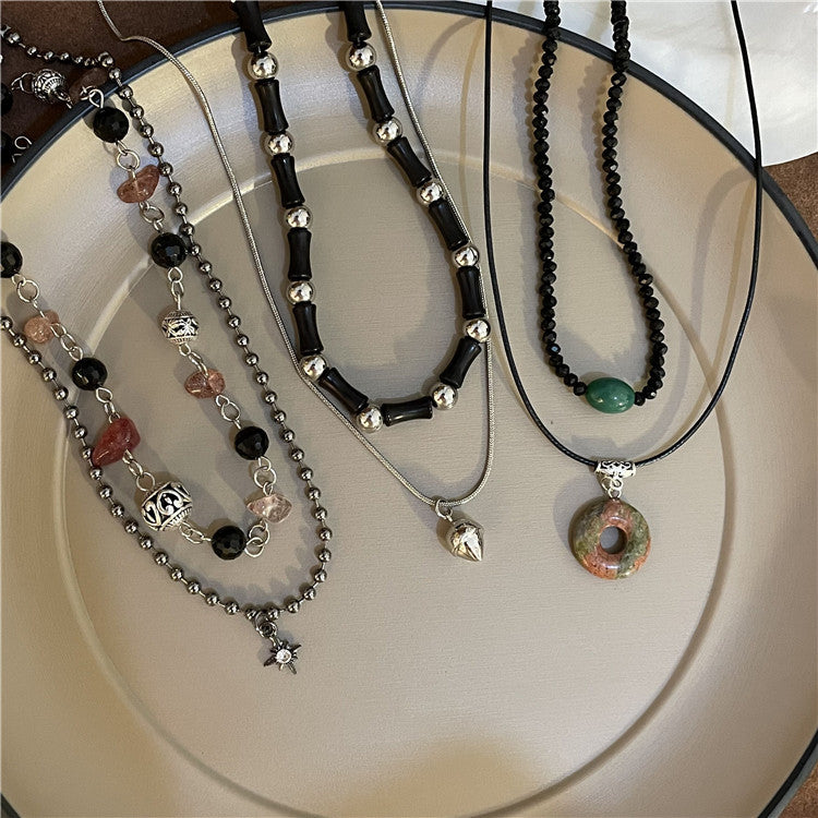 Pendentif fait à la main pour femme, Niche rétro, colliers de clavicule en bambou